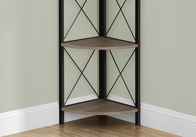 Monarch Specialties I 3648 Étagère À Livres, Étagère, Étagère, Coin, 4 Niveaux, 60"h, Bureau, Chambre À Coucher, Métal, Stratifié, Brun, Noir, Contemporain, Moderne - Simple Boutique