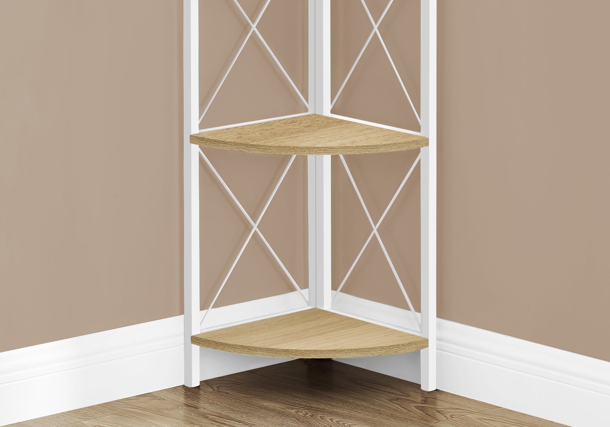 Monarch Specialties I 3652 Étagère À Livres, Étagère, Étagère, Coin, 4 Niveaux, 60"h, Bureau, Chambre À Coucher, Métal, Stratifié, Naturel, Blanc, Contemporain, Moderne - Simple Boutique