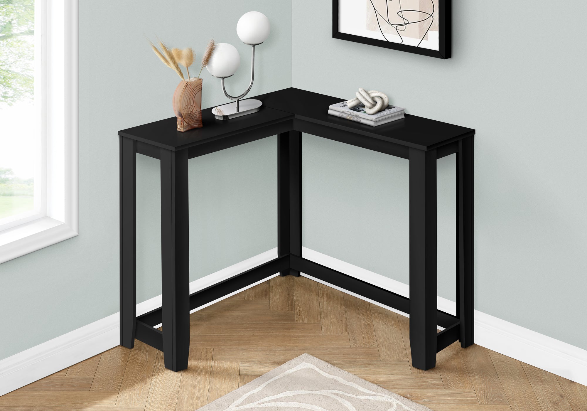 Monarch Specialties I 3657 Table D'appoint, Console, Entrée, Étroit, Coin, Salon, Chambre À Coucher, Stratifié, Noir, Transitionnel - Simple Boutique