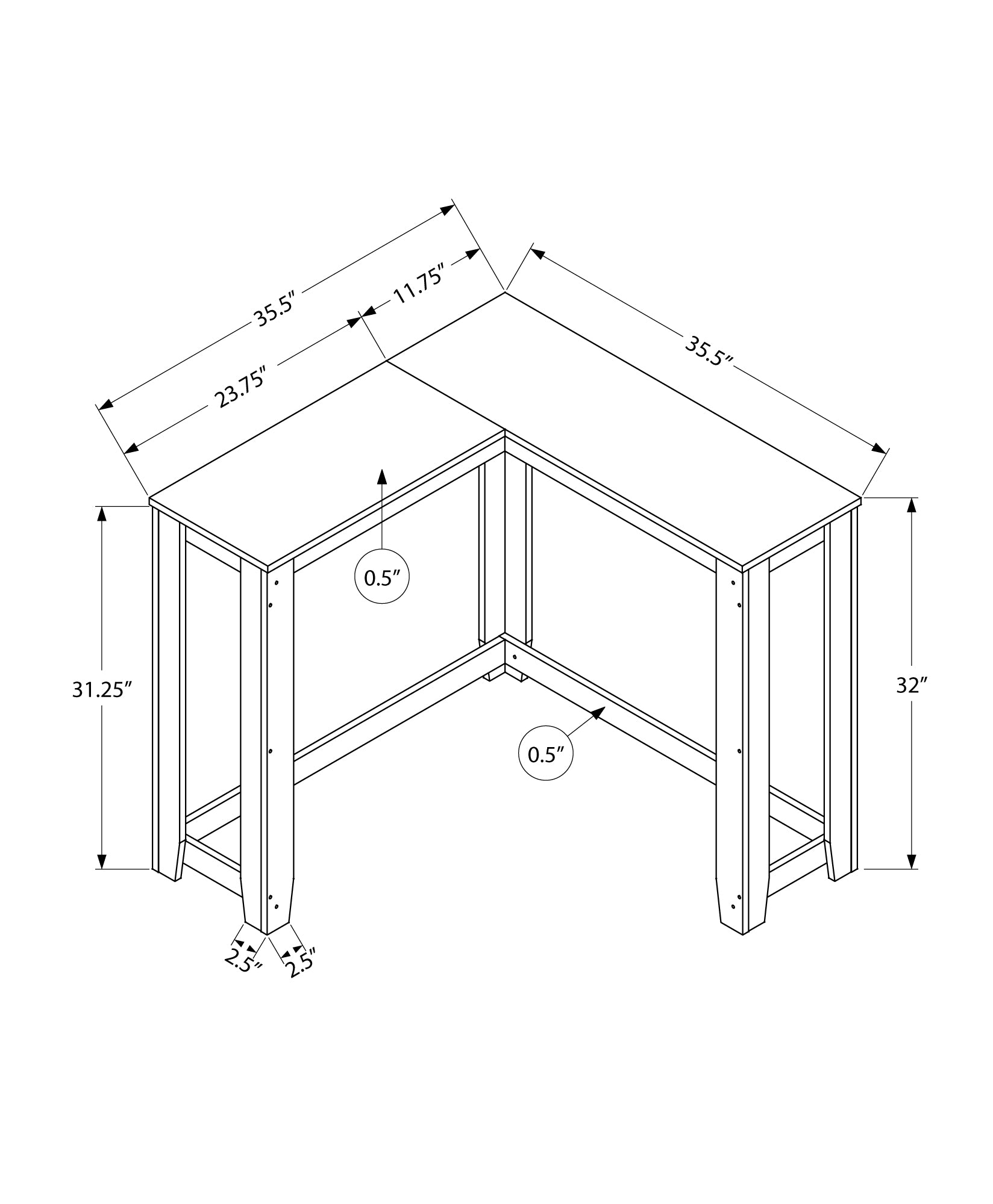 Monarch Specialties I 3659 Table D'appoint, Console, Entrée, Étroit, Coin, Salon, Chambre À Coucher, Stratifié, Brun, Contemporain, Moderne - Simple Boutique