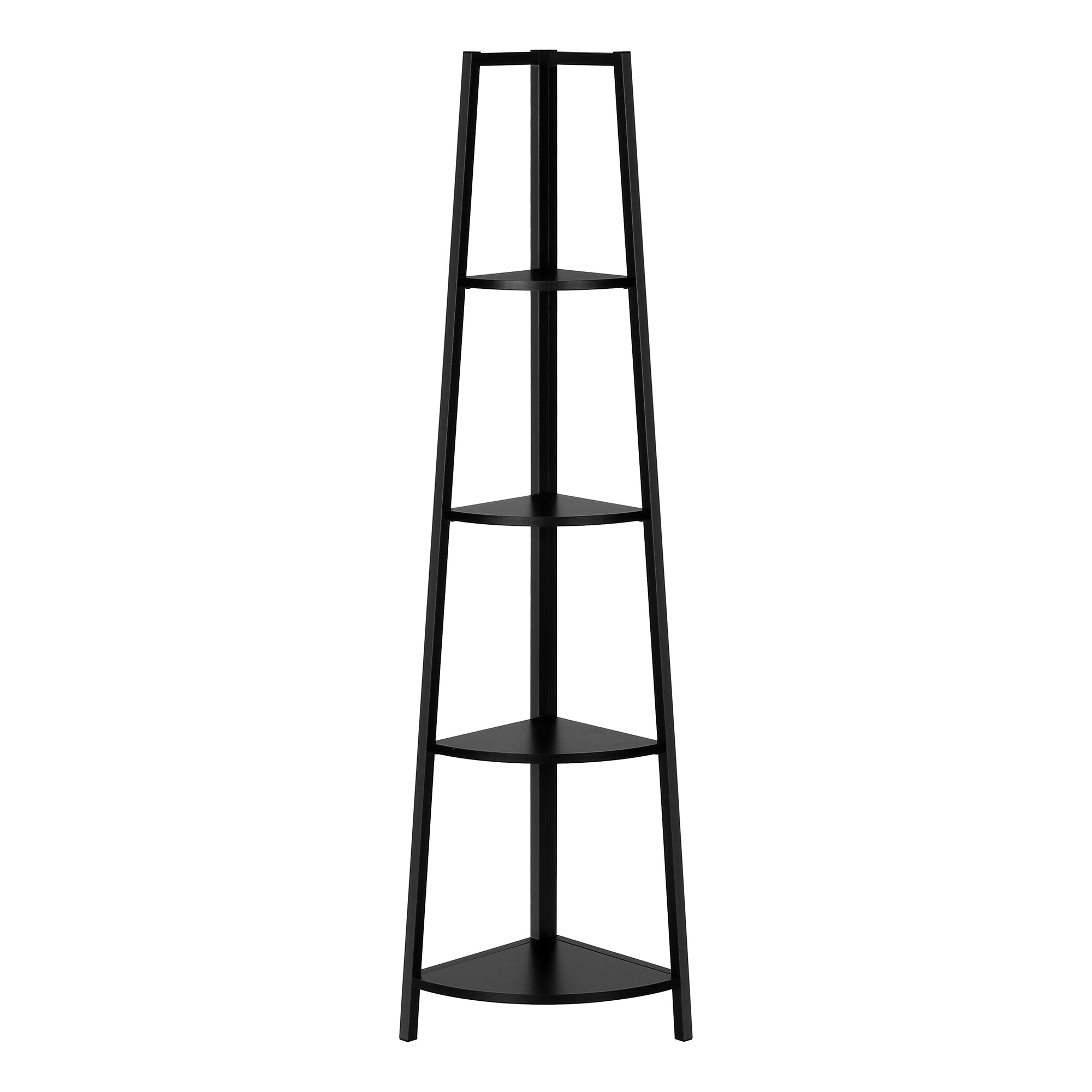 Monarch Specialties I 3664 Étagère À Livres, Étagère, Étagère, Coin, 4 Niveaux, 60"h, Bureau, Chambre À Coucher, Métal, Stratifié, Noir, Contemporain, Moderne - Simple Boutique