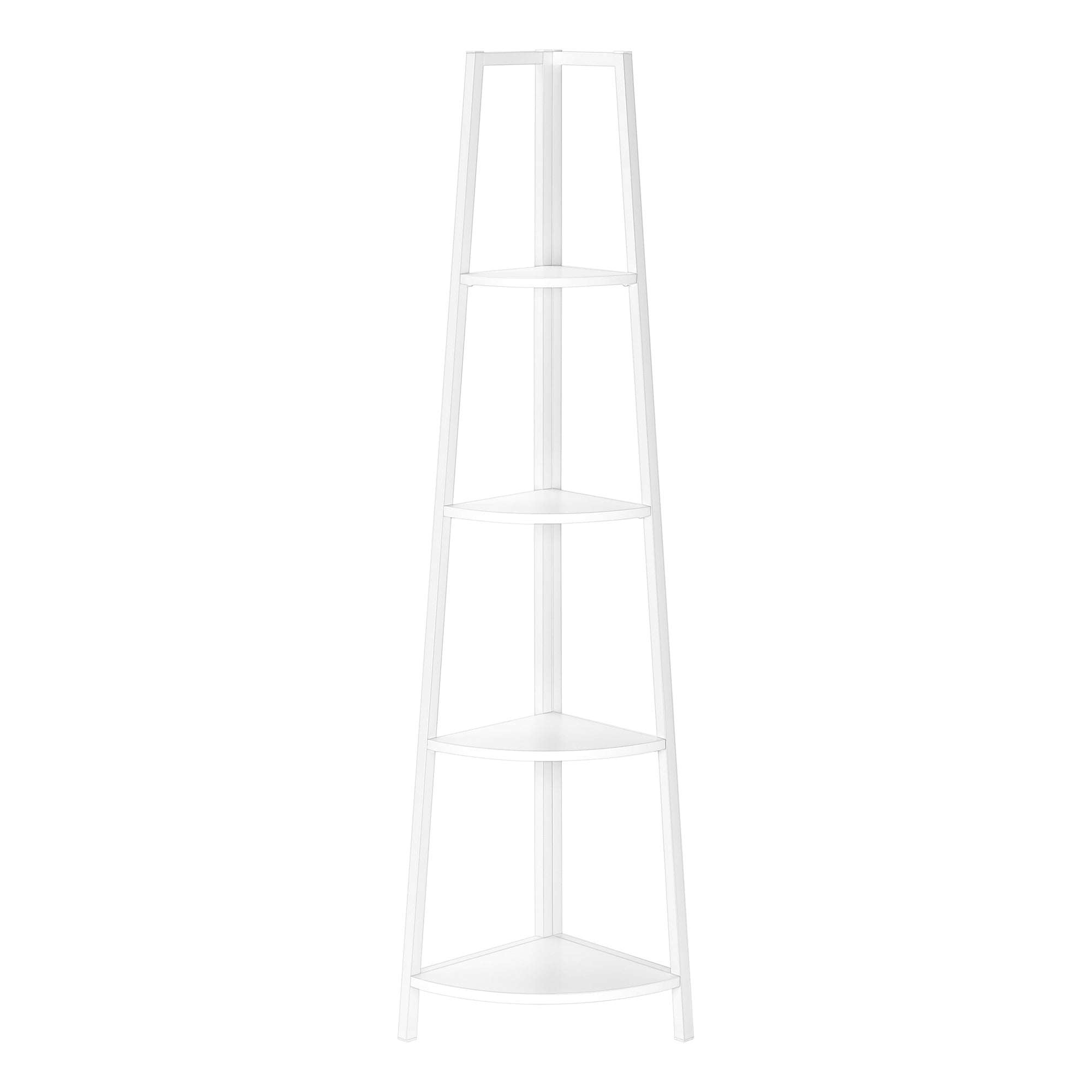 Monarch Specialties I 3665 Étagère À Livres, Étagère, Étagère, Coin, 4 Niveaux, 60"h, Bureau, Chambre À Coucher, Métal, Stratifié, Blanc, Contemporain, Moderne - Simple Boutique