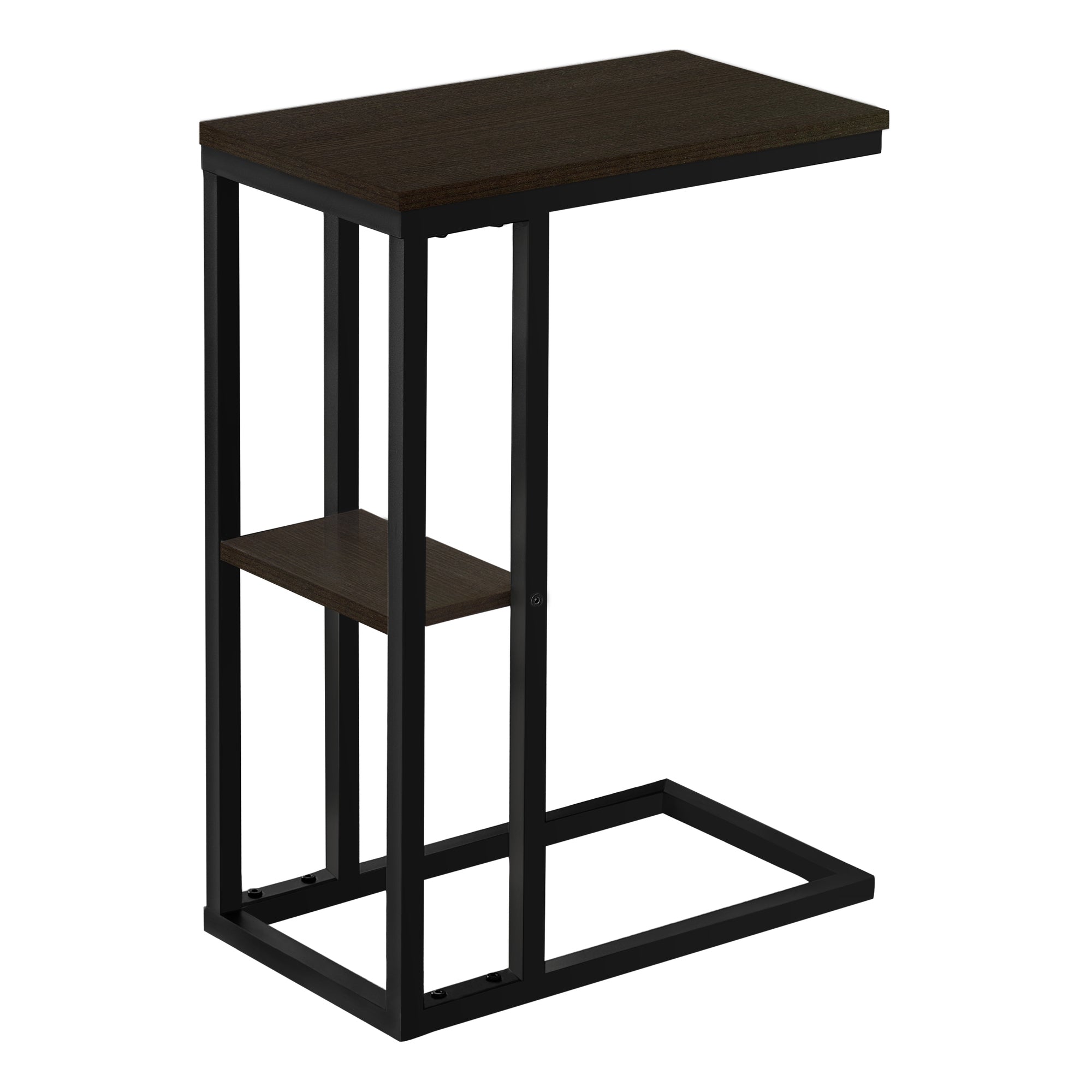 Monarch Specialties I 3670 Table D'appoint, En Forme De C, Bout, Côté, Collation, Salon, Chambre À Coucher, Métal, Stratifié, Brun, Noir, Contemporain, Moderne - Simple Boutique