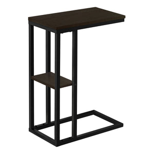Monarch Specialties I 3670 Table D'appoint, En Forme De C, Bout, Côté, Collation, Salon, Chambre À Coucher, Métal, Stratifié, Brun, Noir, Contemporain, Moderne - Simple Boutique