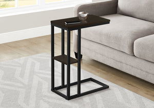 Monarch Specialties I 3670 Table D'appoint, En Forme De C, Bout, Côté, Collation, Salon, Chambre À Coucher, Métal, Stratifié, Brun, Noir, Contemporain, Moderne - Simple Boutique