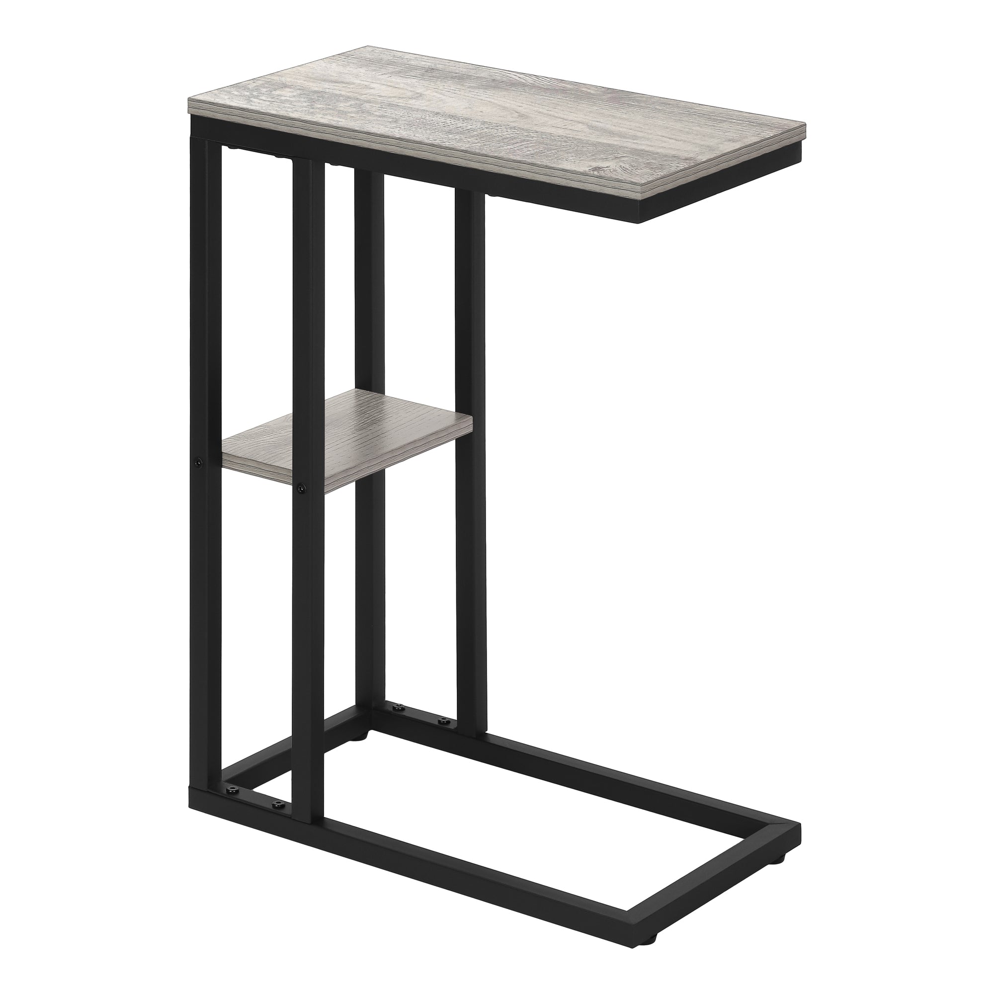 Monarch Specialties I 3671 Table D'appoint, En Forme De C, Bout, Côté, Collation, Salon, Chambre À Coucher, Métal, Stratifié, Gris, Noir, Contemporain, Moderne - Simple Boutique