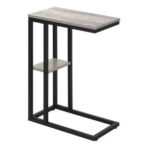Monarch Specialties I 3671 Table D'appoint, En Forme De C, Bout, Côté, Collation, Salon, Chambre À Coucher, Métal, Stratifié, Gris, Noir, Contemporain, Moderne - Simple Boutique