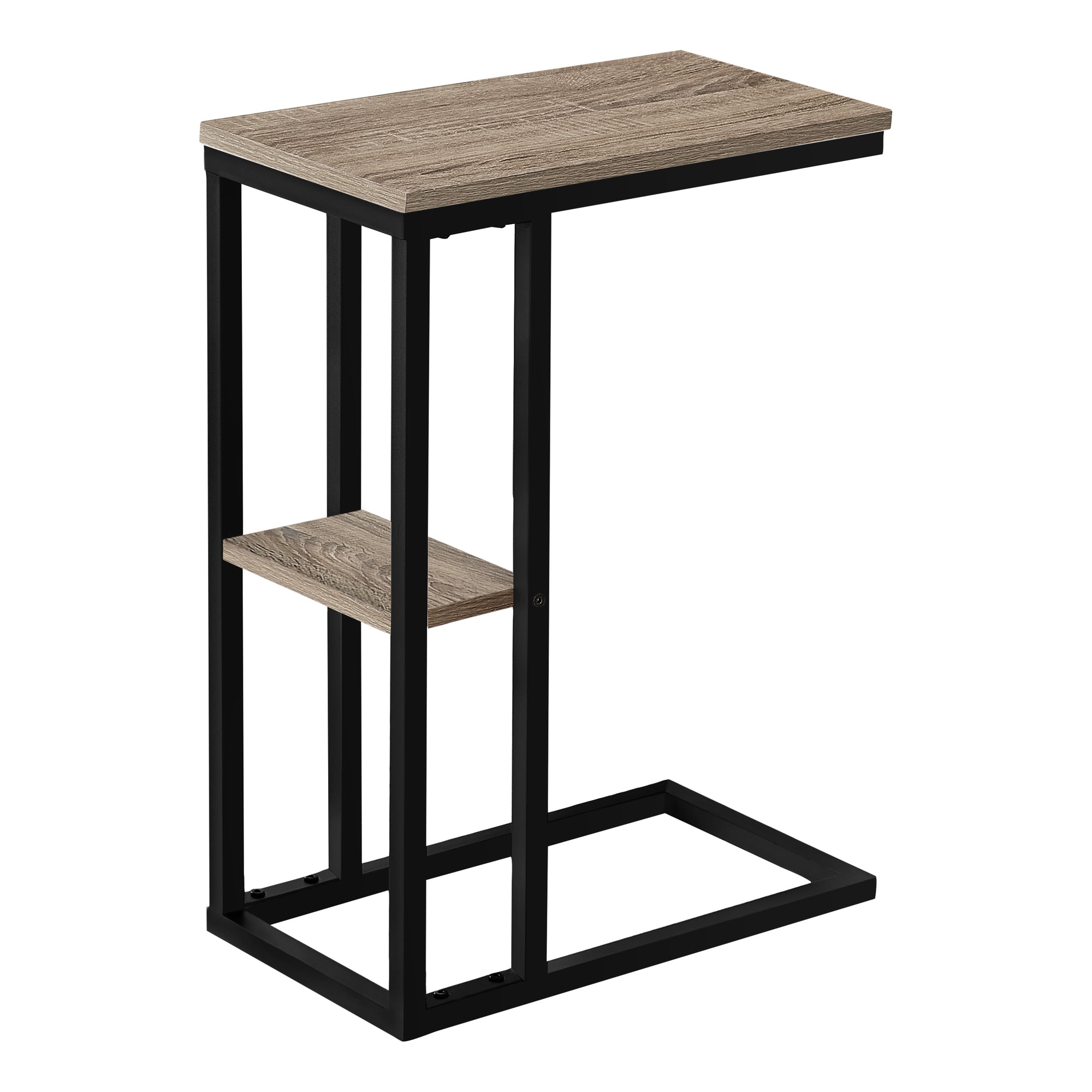 Monarch Specialties I 3672 Table D'appoint, En Forme De C, Bout, Côté, Collation, Salon, Chambre À Coucher, Métal, Stratifié, Brun, Noir, Contemporain, Moderne - Simple Boutique