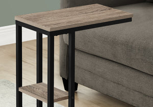 Monarch Specialties I 3672 Table D'appoint, En Forme De C, Bout, Côté, Collation, Salon, Chambre À Coucher, Métal, Stratifié, Brun, Noir, Contemporain, Moderne - Simple Boutique