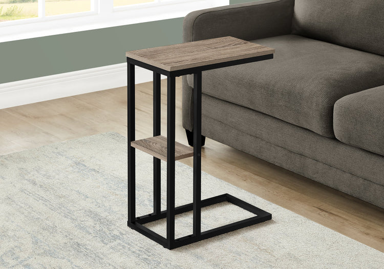 Monarch Specialties I 3672 Table D'appoint, En Forme De C, Bout, Côté, Collation, Salon, Chambre À Coucher, Métal, Stratifié, Brun, Noir, Contemporain, Moderne - Simple Boutique