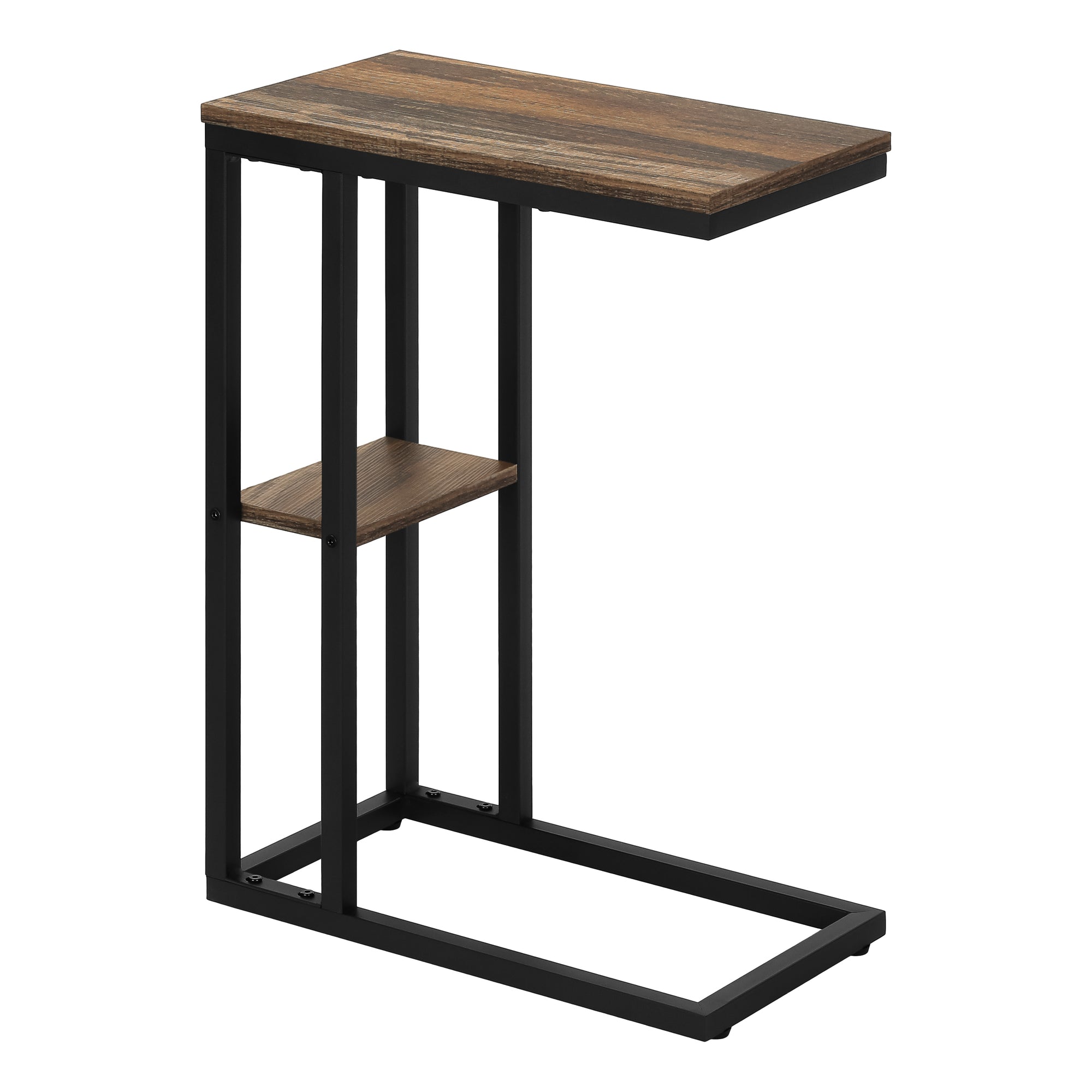 Monarch Specialties I 3673 Table D'appoint, En Forme De C, Bout, Côté, Collation, Salon, Chambre À Coucher, Métal, Stratifié, Brun, Noir, Contemporain, Moderne - Simple Boutique