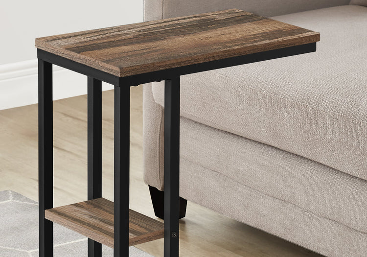 Monarch Specialties I 3673 Table D'appoint, En Forme De C, Bout, Côté, Collation, Salon, Chambre À Coucher, Métal, Stratifié, Brun, Noir, Contemporain, Moderne - Simple Boutique