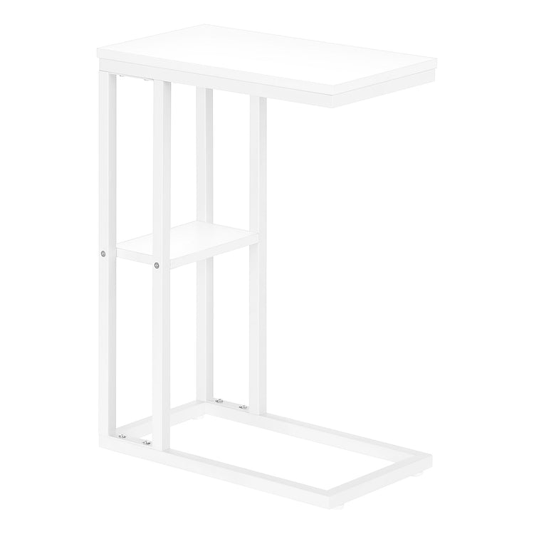 Monarch Specialties I 3676 Table D'appoint, En Forme De C, Bout, Côté, Collation, Salon, Chambre À Coucher, Métal, Stratifié, Blanc, Contemporain, Moderne - Simple Boutique