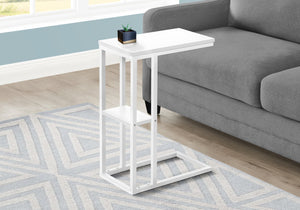 Monarch Specialties I 3676 Table D'appoint, En Forme De C, Bout, Côté, Collation, Salon, Chambre À Coucher, Métal, Stratifié, Blanc, Contemporain, Moderne - Simple Boutique