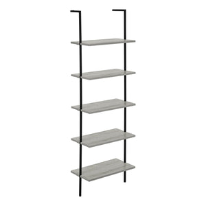 Monarch Specialties I 3681 Étagère À Livres, Étagère, Étagère, Échelle, 5 Niveaux, 72"h, Bureau, Chambre À Coucher, Métal, Stratifié, Gris, Noir, Contemporain, Moderne - Simple Boutique