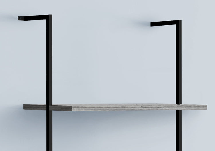 Monarch Specialties I 3681 Étagère À Livres, Étagère, Étagère, Échelle, 5 Niveaux, 72"h, Bureau, Chambre À Coucher, Métal, Stratifié, Gris, Noir, Contemporain, Moderne - Simple Boutique