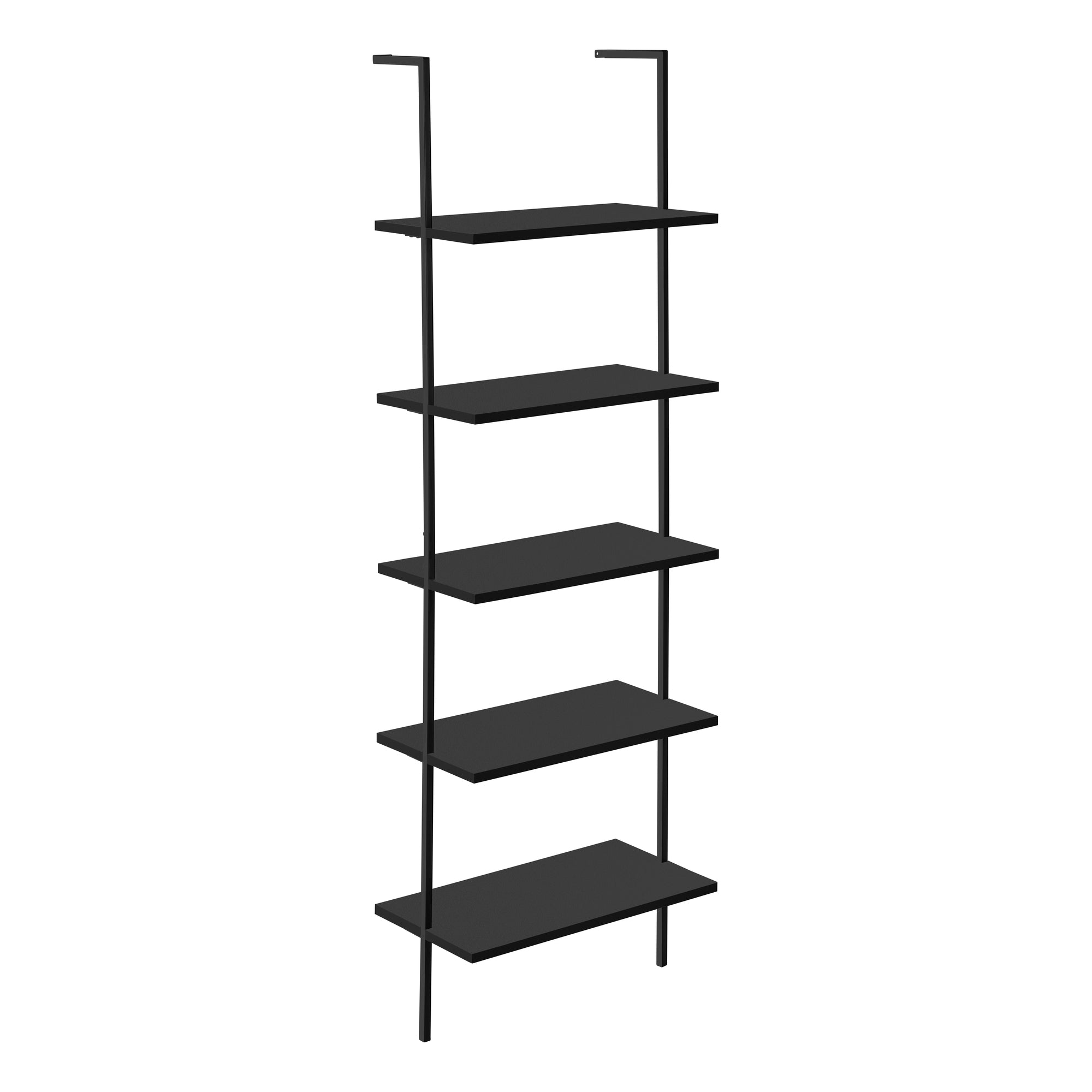 Monarch Specialties I 3683 Étagère À Livres, Étagère, Étagère, Échelle, 5 Niveaux, 72"h, Bureau, Chambre À Coucher, Métal, Stratifié, Noir, Contemporain, Moderne - Simple Boutique
