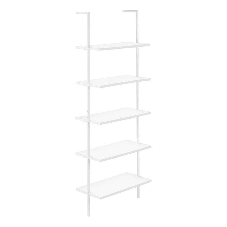 Monarch Specialties I 3687 Étagère À Livres, Étagère, Étagère, Échelle, 5 Niveaux, 72"h, Bureau, Chambre À Coucher, Métal, Stratifié, Blanc, Contemporain, Moderne - Simple Boutique