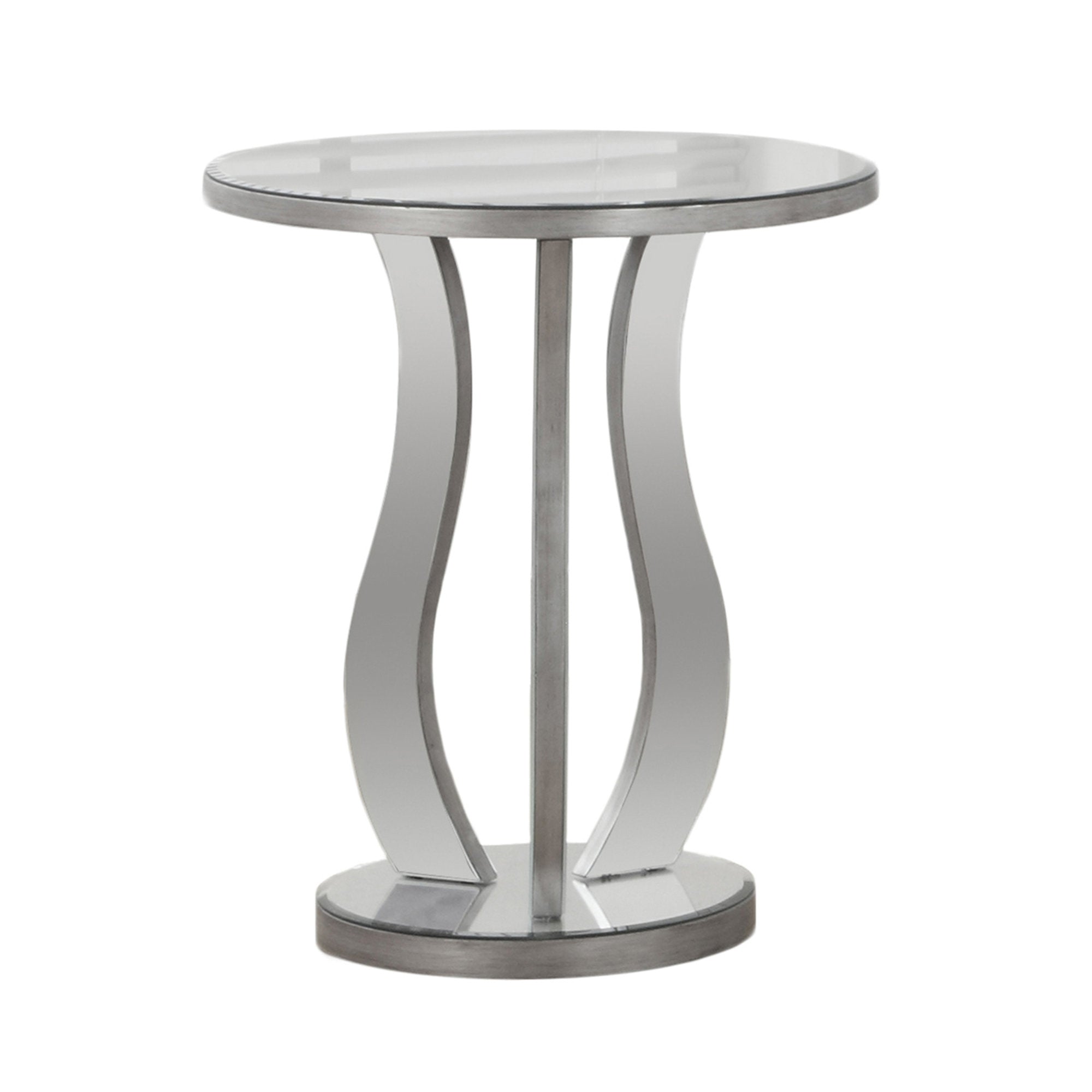 Monarch Specialties I 3726 Table D'appoint, Côté, Bout, Table De Nuit, Lampe, Salon, Chambre À Coucher, Miroir, Gris, Dégager, Transitionnel - Simple Boutique