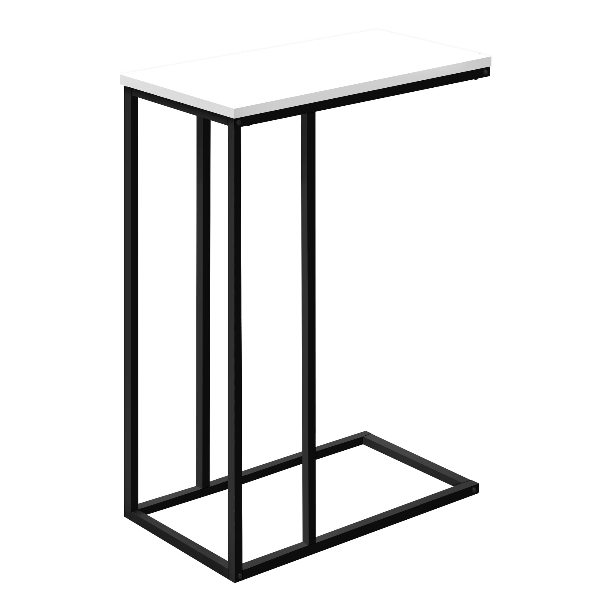 Monarch Specialties I 3760 Table D'appoint, En Forme De C, Bout, Côté, Collation, Salon, Chambre À Coucher, Métal, Stratifié, Blanc, Noir, Contemporain, Moderne - Simple Boutique
