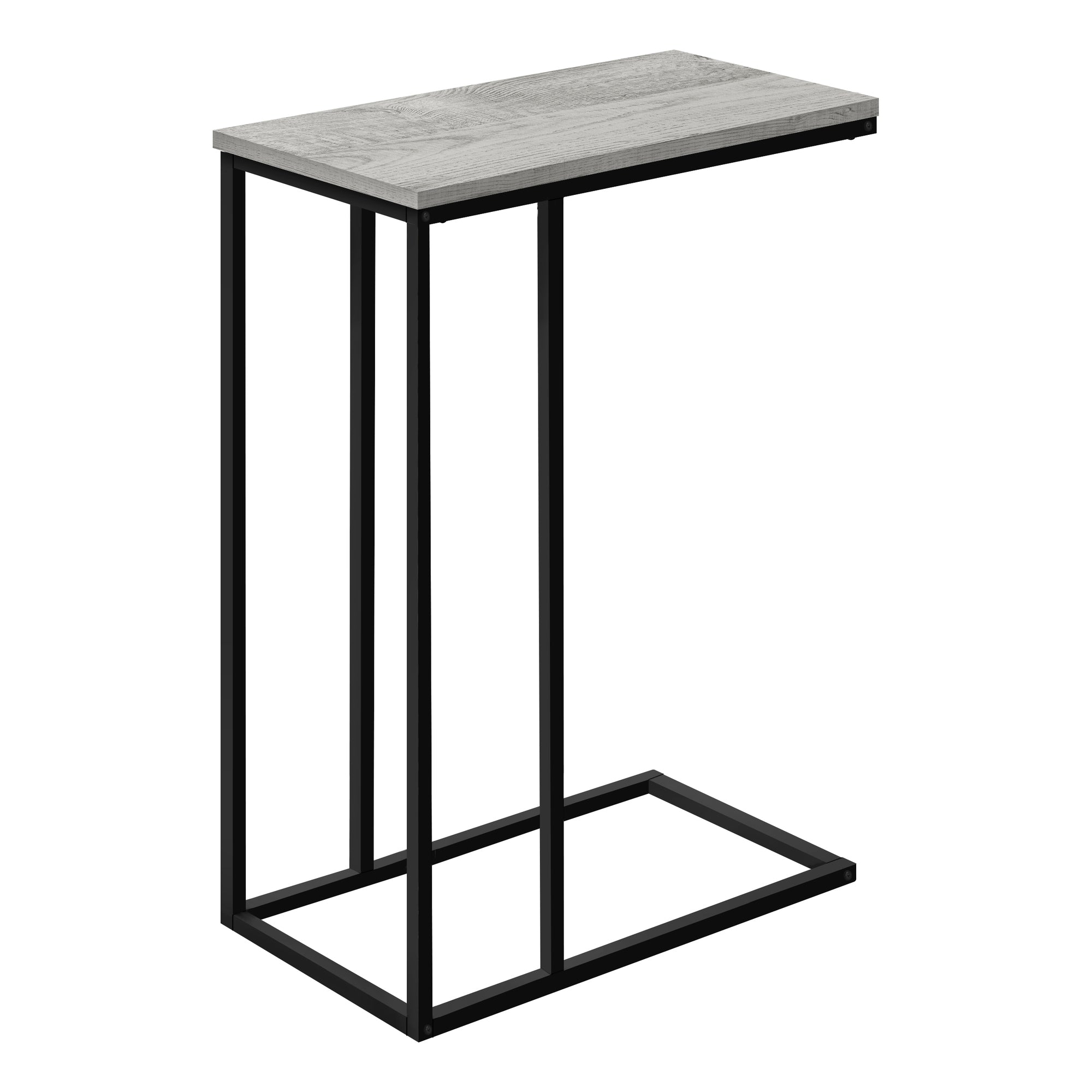 Monarch Specialties I 3762 Table D'appoint, En Forme De C, Bout, Côté, Collation, Salon, Chambre À Coucher, Métal, Stratifié, Gris, Noir, Contemporain, Moderne - Simple Boutique