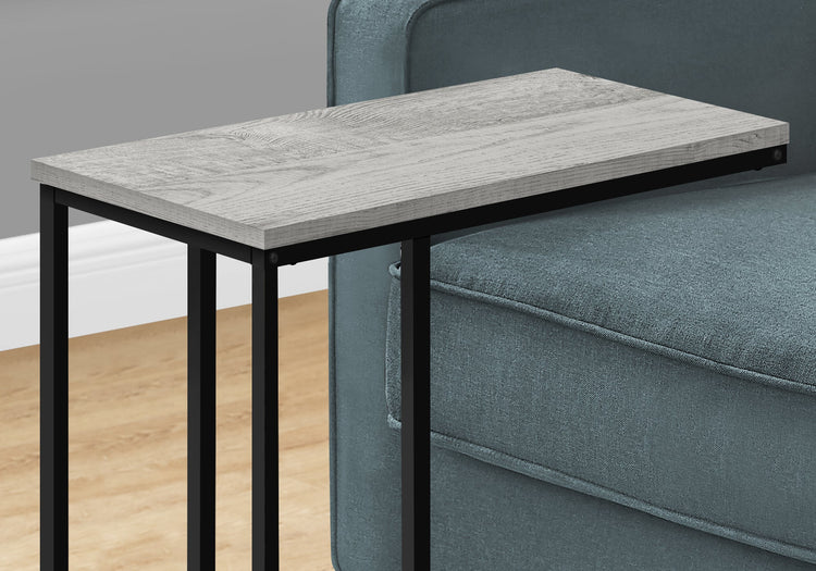 Monarch Specialties I 3762 Table D'appoint, En Forme De C, Bout, Côté, Collation, Salon, Chambre À Coucher, Métal, Stratifié, Gris, Noir, Contemporain, Moderne - Simple Boutique