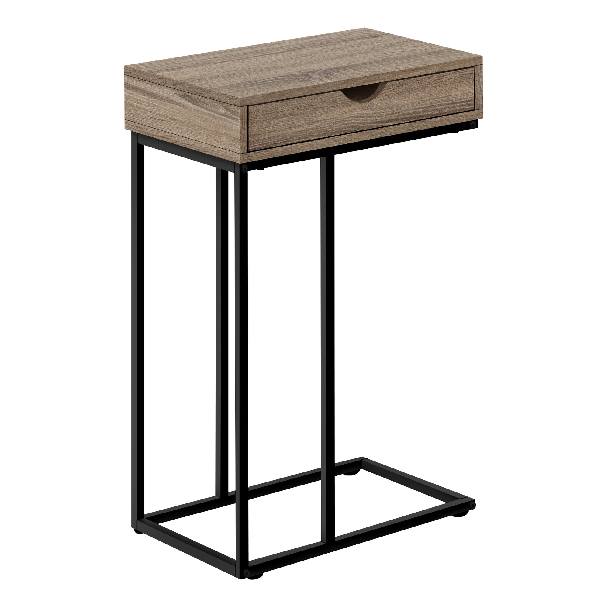 Monarch Specialties I 3771 Table D'appoint, En Forme De C, Bout, Côté, Collation, Tiroir De Rangement, Salon, Chambre À Coucher, Métal, Stratifié, Brun, Noir, Contemporain, Moderne - Simple Boutique