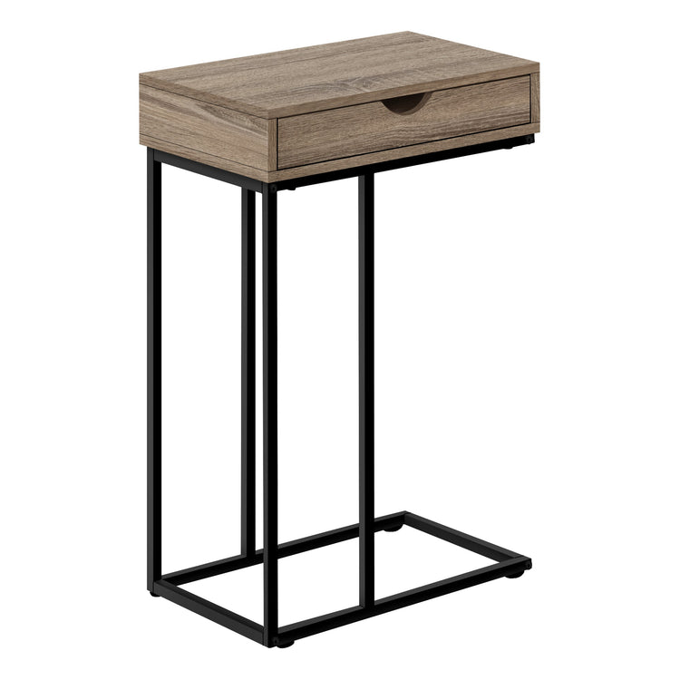 Monarch Specialties I 3771 Table D'appoint, En Forme De C, Bout, Côté, Collation, Tiroir De Rangement, Salon, Chambre À Coucher, Métal, Stratifié, Brun, Noir, Contemporain, Moderne - Simple Boutique