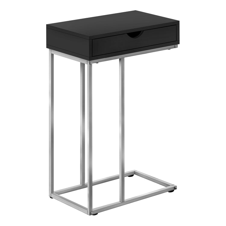 Monarch Specialties I 3773 Table D'appoint, En Forme De C, Bout, Côté, Collation, Tiroir De Rangement, Salon, Chambre À Coucher, Métal, Stratifié, Noir, Gris, Contemporain, Moderne - Simple Boutique