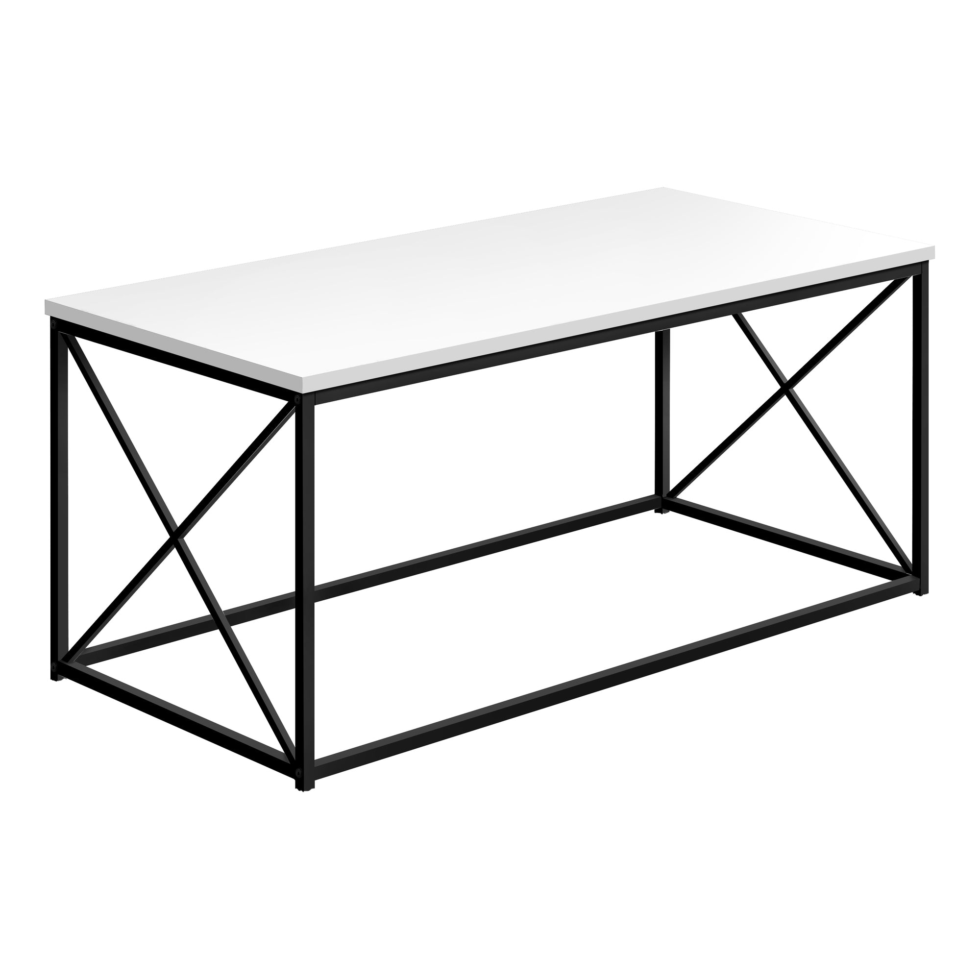 Monarch Specialties I 3780 Table A Café, Accent, Cocktail, Rectangulaire, Salon, 40"l, Métal, Stratifié, Blanc, Noir, Contemporain, Moderne - Simple Boutique
