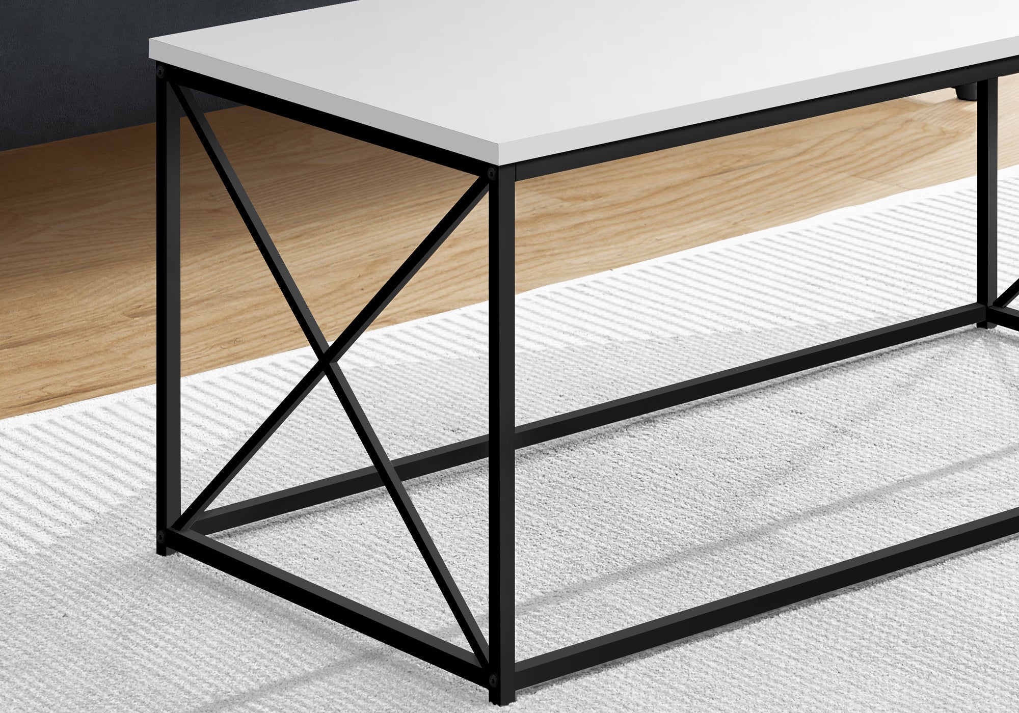 Monarch Specialties I 3780 Table A Café, Accent, Cocktail, Rectangulaire, Salon, 40"l, Métal, Stratifié, Blanc, Noir, Contemporain, Moderne - Simple Boutique
