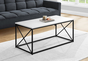 Monarch Specialties I 3780 Table A Café, Accent, Cocktail, Rectangulaire, Salon, 40"l, Métal, Stratifié, Blanc, Noir, Contemporain, Moderne - Simple Boutique