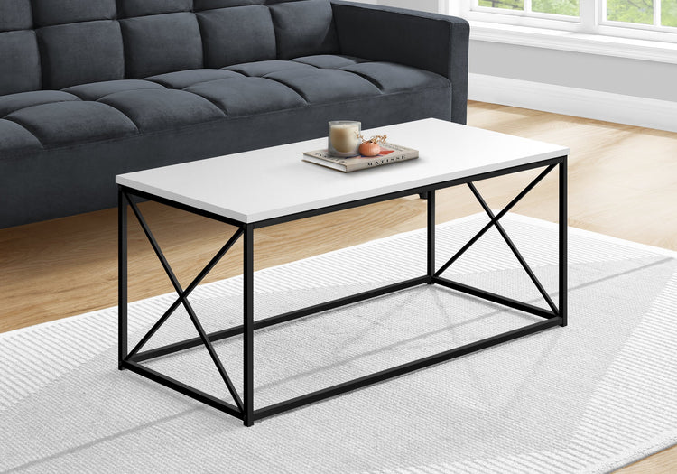 Monarch Specialties I 3780 Table A Café, Accent, Cocktail, Rectangulaire, Salon, 40"l, Métal, Stratifié, Blanc, Noir, Contemporain, Moderne - Simple Boutique