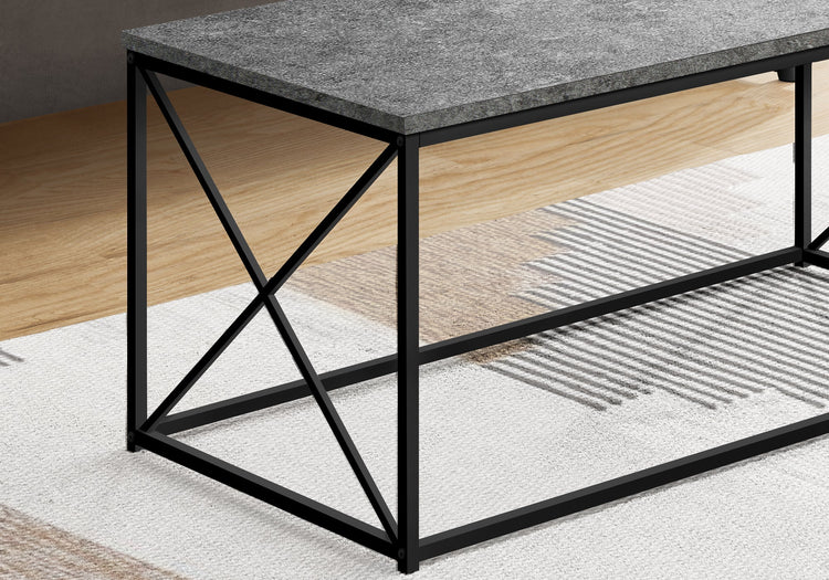Monarch Specialties I 3785 Table A Café, Accent, Cocktail, Rectangulaire, Salon, 40"l, Métal, Stratifié, Gris, Noir, Contemporain, Moderne - Simple Boutique