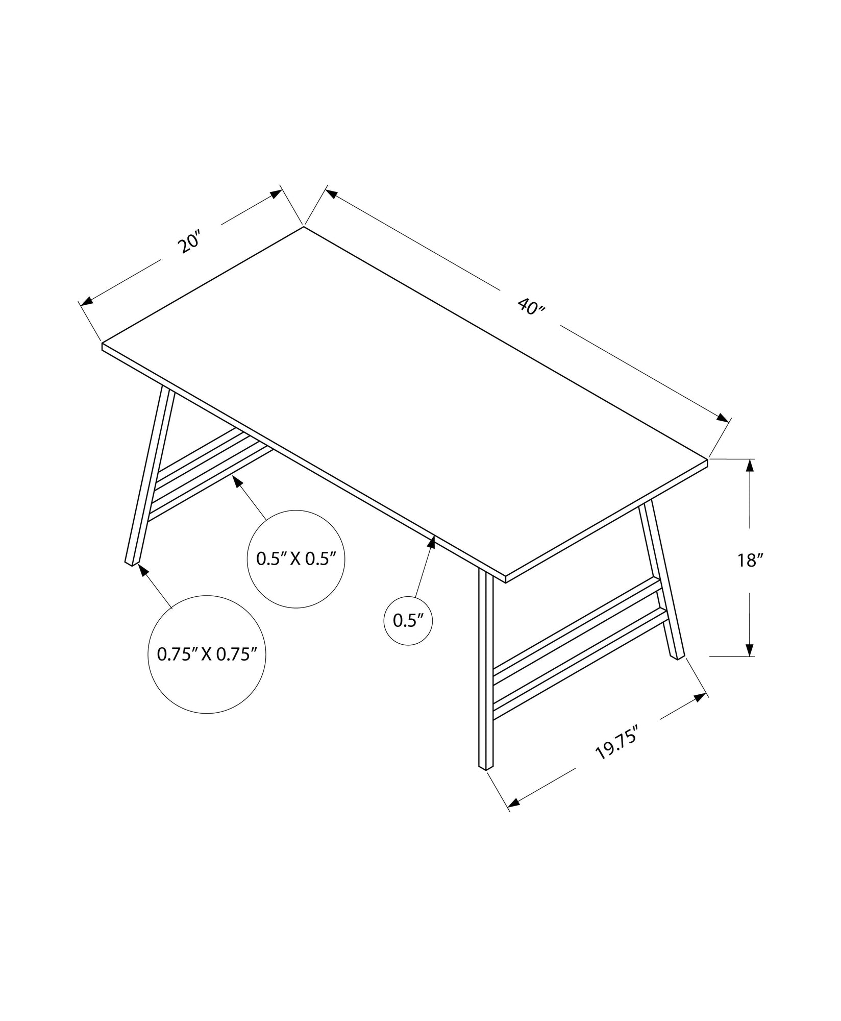 Monarch Specialties I 3790 Table A Café, Accent, Cocktail, Rectangulaire, Salon, 40"l, Métal, Stratifié, Blanc, Gris, Contemporain, Moderne - Simple Boutique
