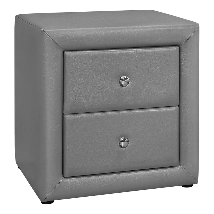 Monarch Specialties I 5602 Accessoire De Chambre, Table De Nuit, Bout, Côté, Lampe, Tiroir De Rangement, Chambre À Coucher, Rembourré, Pu D'aspect Cuir, Gris, Transitionnel - Simple Boutique