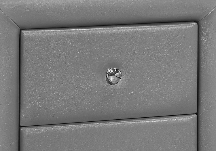 Monarch Specialties I 5602 Accessoire De Chambre, Table De Nuit, Bout, Côté, Lampe, Tiroir De Rangement, Chambre À Coucher, Rembourré, Pu D'aspect Cuir, Gris, Transitionnel - Simple Boutique