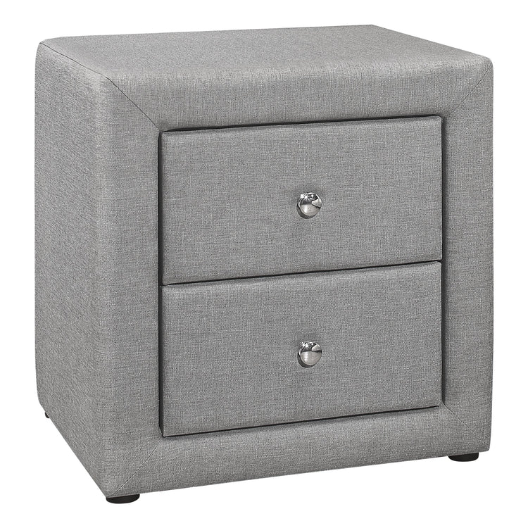 Monarch Specialties I 5604 Accessoire De Chambre, Table De Nuit, Bout, Côté, Lampe, Tiroir De Rangement, Chambre À Coucher, Rembourré, D'aspect Lin, Gris, Transitionnel - Simple Boutique