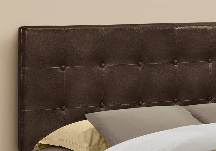 Monarch Specialties I 6000Q Lit, Tête De Lit Seulement, Grand, Chambre À Coucher, Rembourré, Pu D'aspect Cuir, Brun, Transitionnel - Simple Boutique