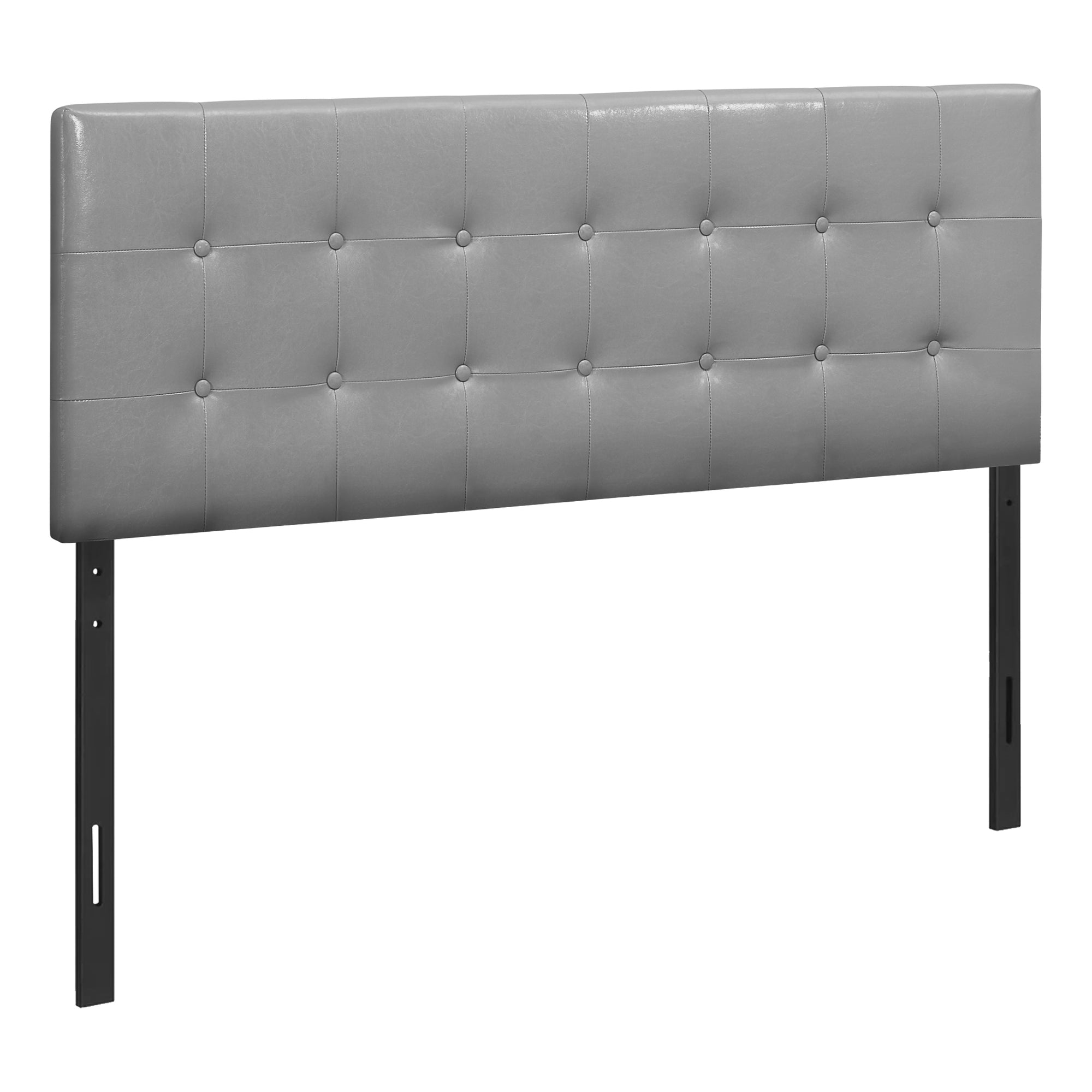 Monarch Specialties I 6001Q Lit, Tête De Lit Seulement, Grand, Chambre À Coucher, Rembourré, Pu D'aspect Cuir, Gris, Transitionnel - Simple Boutique