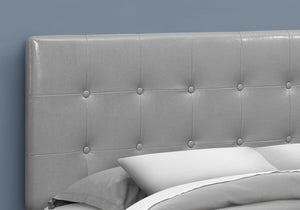Monarch Specialties I 6001Q Lit, Tête De Lit Seulement, Grand, Chambre À Coucher, Rembourré, Pu D'aspect Cuir, Gris, Transitionnel - Simple Boutique