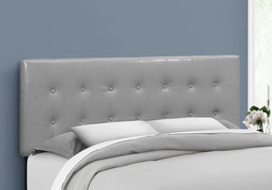 Monarch Specialties I 6001Q Lit, Tête De Lit Seulement, Grand, Chambre À Coucher, Rembourré, Pu D'aspect Cuir, Gris, Transitionnel - Simple Boutique