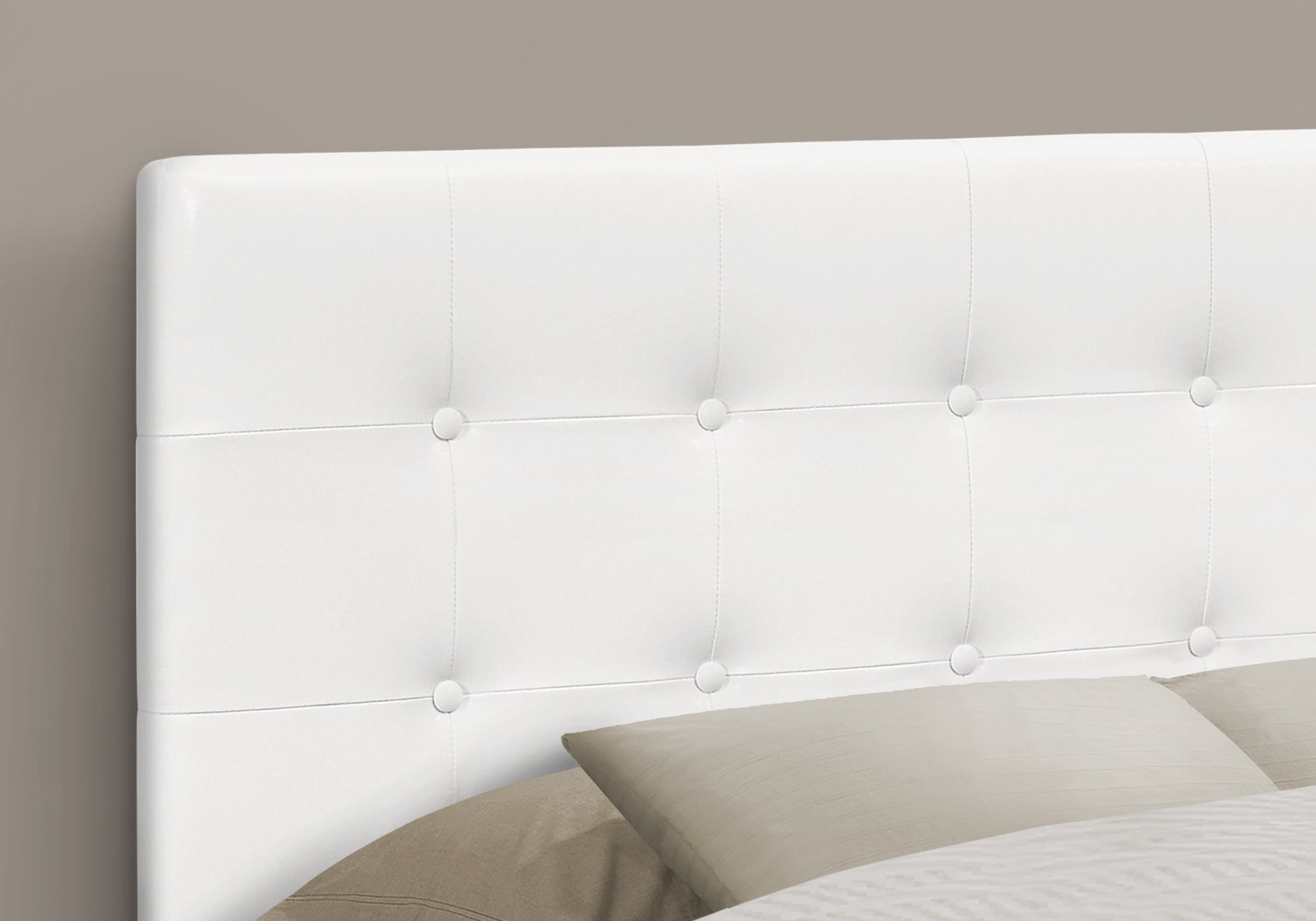Monarch Specialties I 6002F Lit, Tête De Lit Seulement, Taille Réelle, Chambre À Coucher, Rembourré, Pu D'aspect Cuir, Blanc, Transitionnel - Simple Boutique