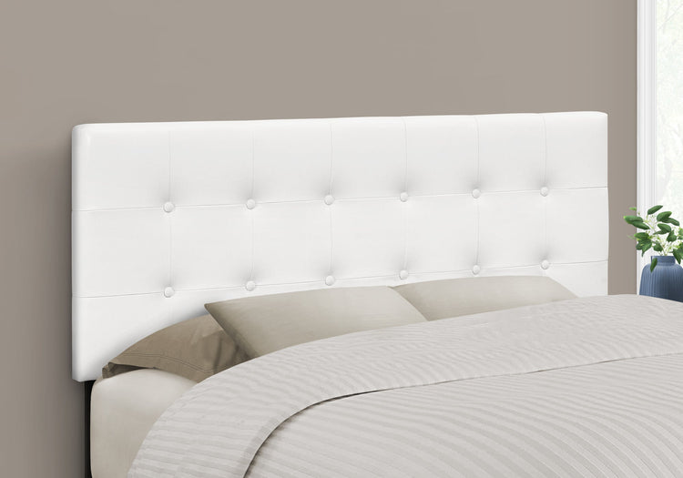 Monarch Specialties I 6002F Lit, Tête De Lit Seulement, Taille Réelle, Chambre À Coucher, Rembourré, Pu D'aspect Cuir, Blanc, Transitionnel - Simple Boutique