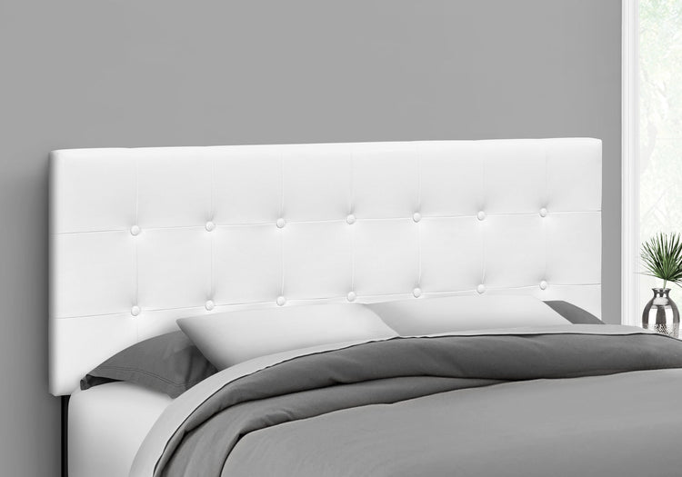 Monarch Specialties I 6002Q Lit, Tête De Lit Seulement, Grand, Chambre À Coucher, Rembourré, Pu D'aspect Cuir, Blanc, Transitionnel - Simple Boutique
