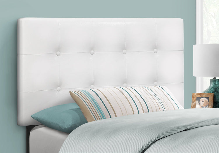 Monarch Specialties I 6002T Lit, Tête De Lit Seulement, Taille Jumelle, Chambre À Coucher, Rembourré, Pu D'aspect Cuir, Blanc, Transitionnel - Simple Boutique