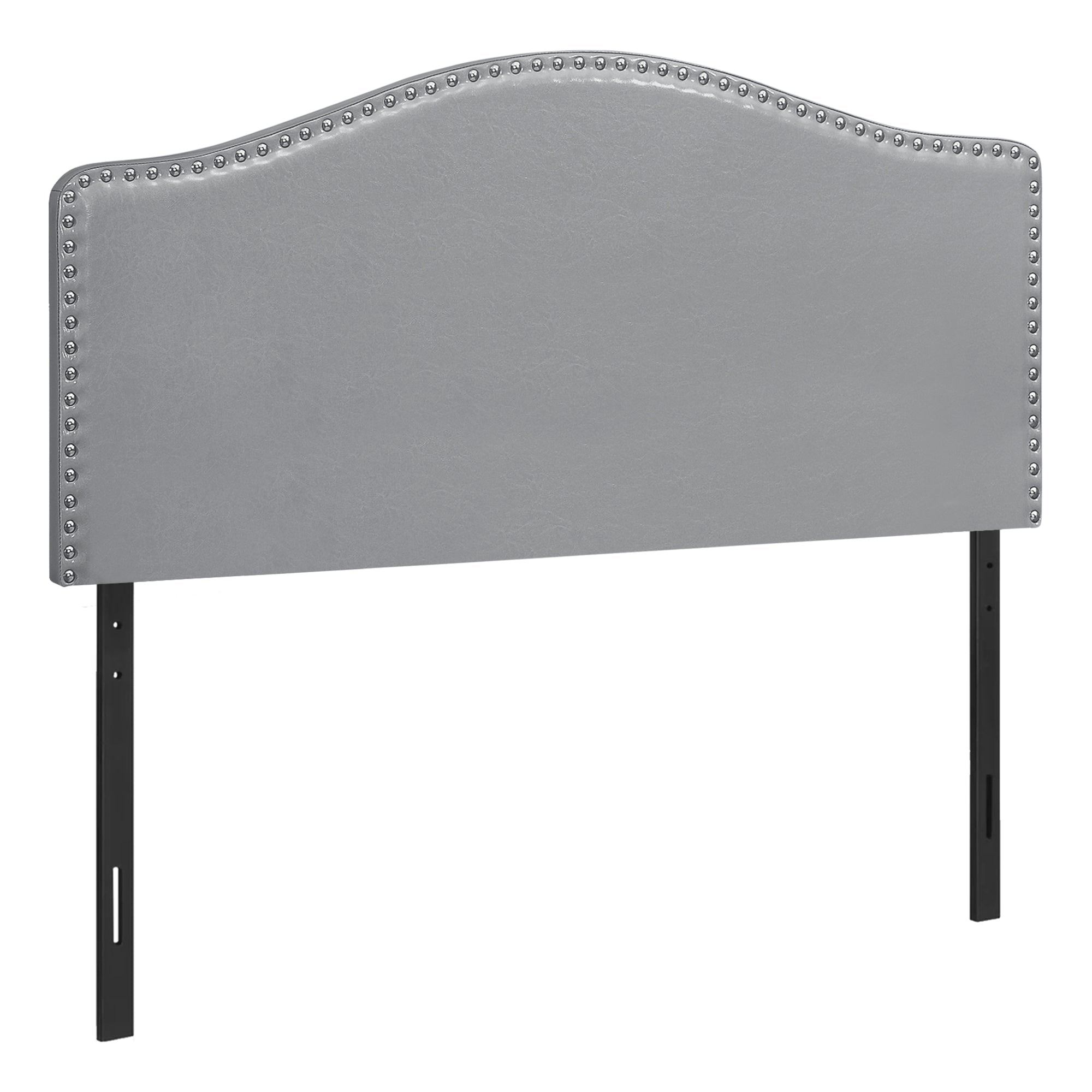 Monarch Specialties I 6011F Lit, Tête De Lit Seulement, Taille Réelle, Chambre À Coucher, Rembourré, Pu D'aspect Cuir, Gris, Transitionnel - Simple Boutique