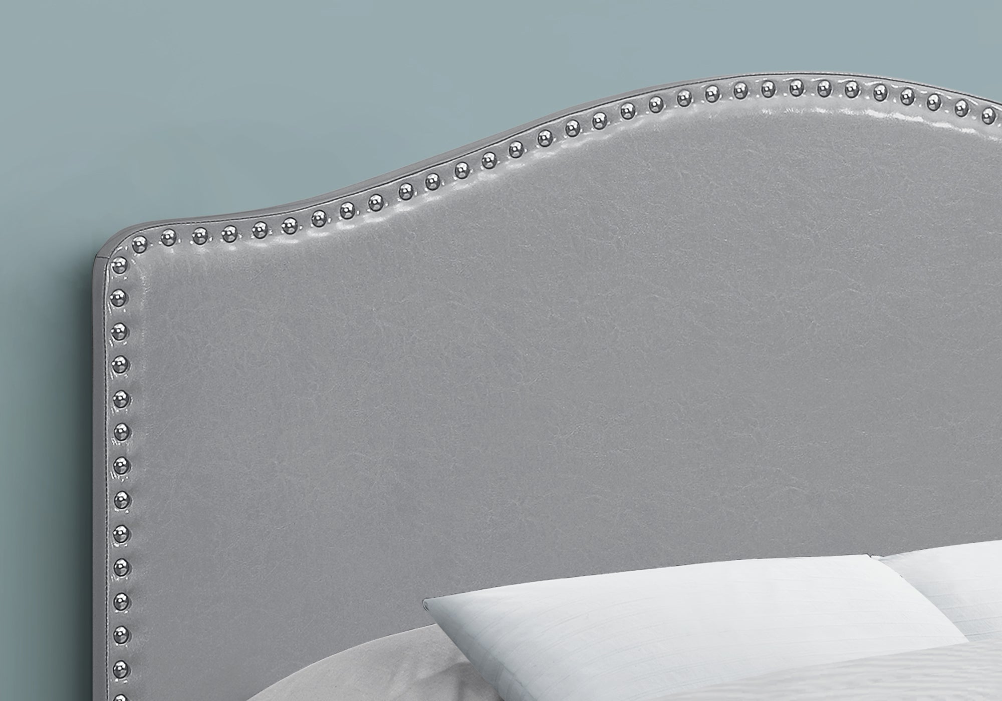 Monarch Specialties I 6011F Lit, Tête De Lit Seulement, Taille Réelle, Chambre À Coucher, Rembourré, Pu D'aspect Cuir, Gris, Transitionnel - Simple Boutique