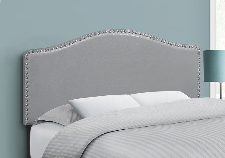 Monarch Specialties I 6011F Lit, Tête De Lit Seulement, Taille Réelle, Chambre À Coucher, Rembourré, Pu D'aspect Cuir, Gris, Transitionnel - Simple Boutique