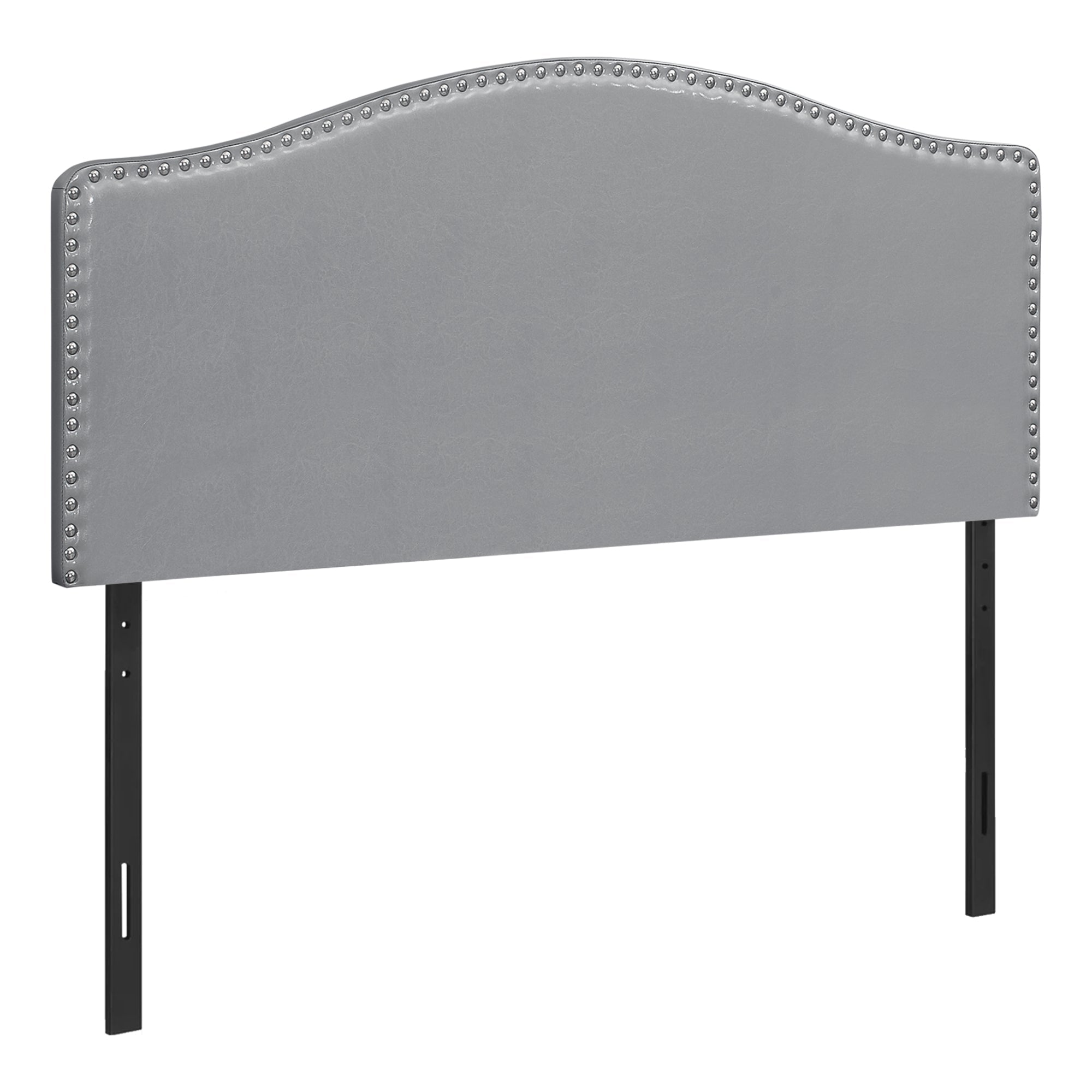 Monarch Specialties I 6011Q Lit, Tête De Lit Seulement, Grand, Chambre À Coucher, Rembourré, Pu D'aspect Cuir, Gris, Transitionnel - Simple Boutique